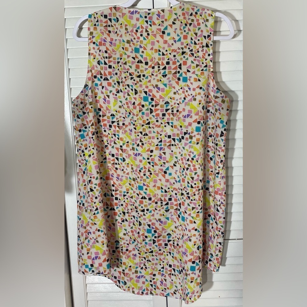 CeCe by Cynthia Steffe Candy Gems Tank Tunic, Sz L, Colorful Confetti Button Up - Picture 3 of 6